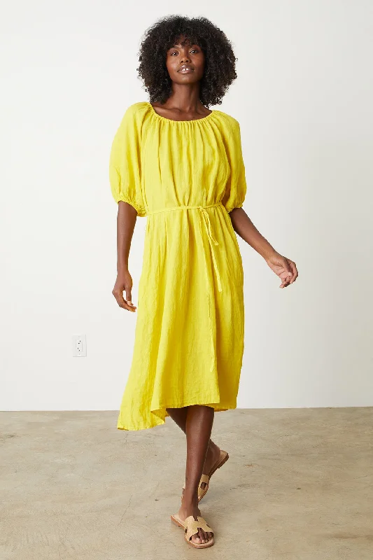 ELLY LINEN MIDI DRESS