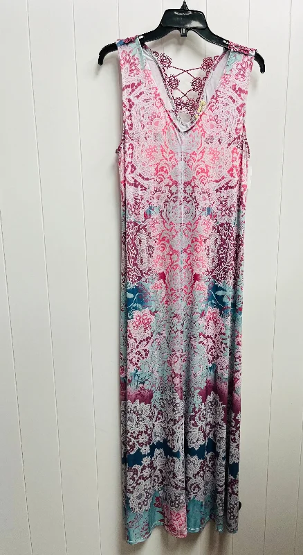 Pink & Tan Dress Casual Maxi One World, Size Xl