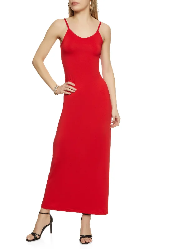 Solid Scoop Neck Sleeveless Maxi Dress