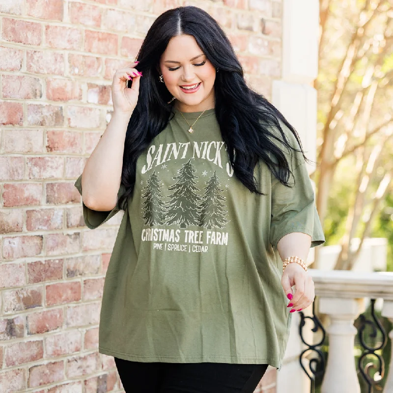 Saint Nick's Farm Boyfriend Tee, Moss