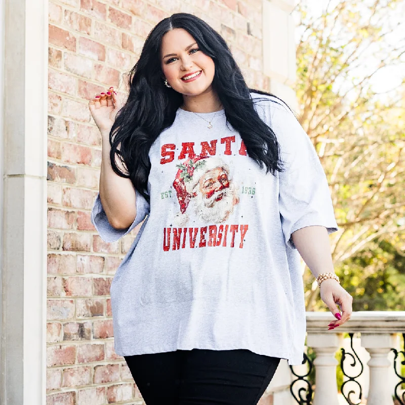 Santa University Boyfriend Tee, Heather Gray