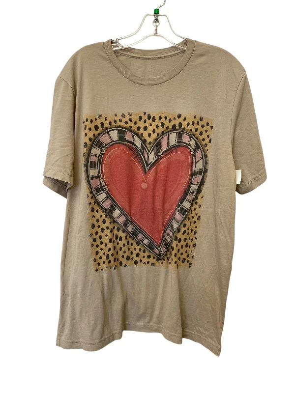 Top Short Sleeve By Clothes Mentor In Tan, Size: L