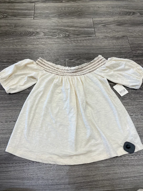 Cream Blouse Short Sleeve Ana, Size Xs