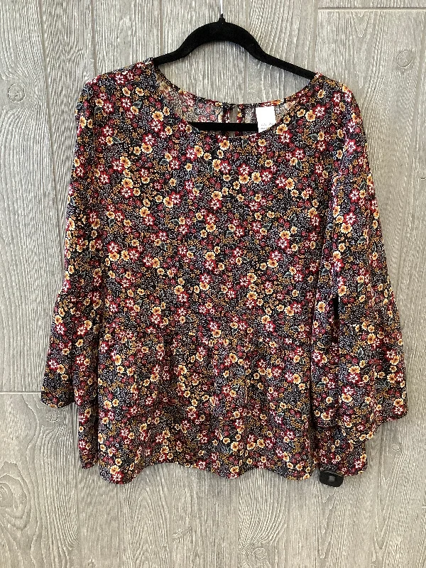 Floral Print Blouse Long Sleeve Time And Tru, Size Xxl