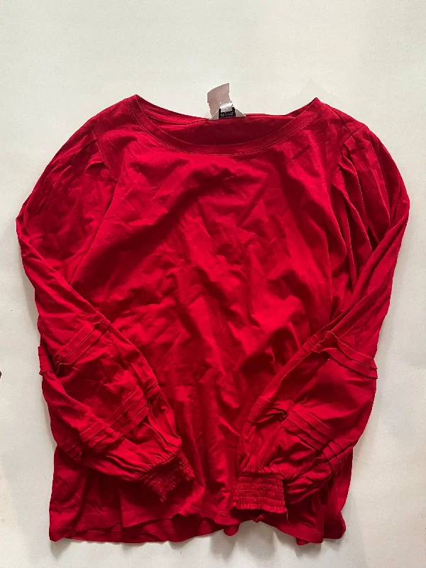 Red Blouse Long Sleeve Crown And Ivy, Size Xxl