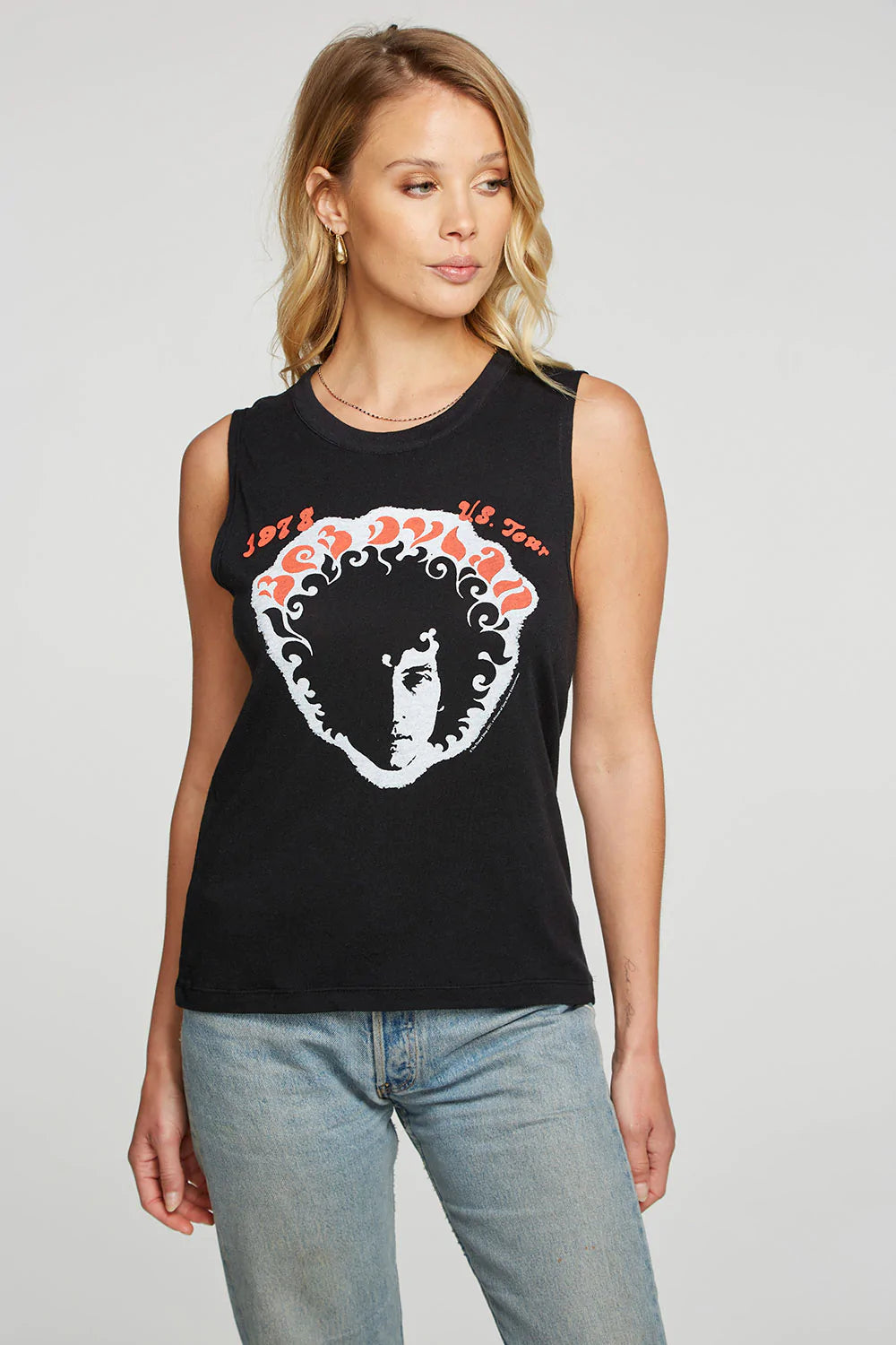 Bob Dylan 1978 US Tour Muscle Crop Tank - True Black