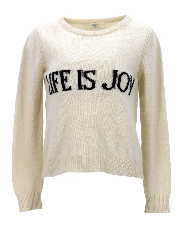 Alberta Ferretti 'Life is Joy' Sweater in Cream Cashmere