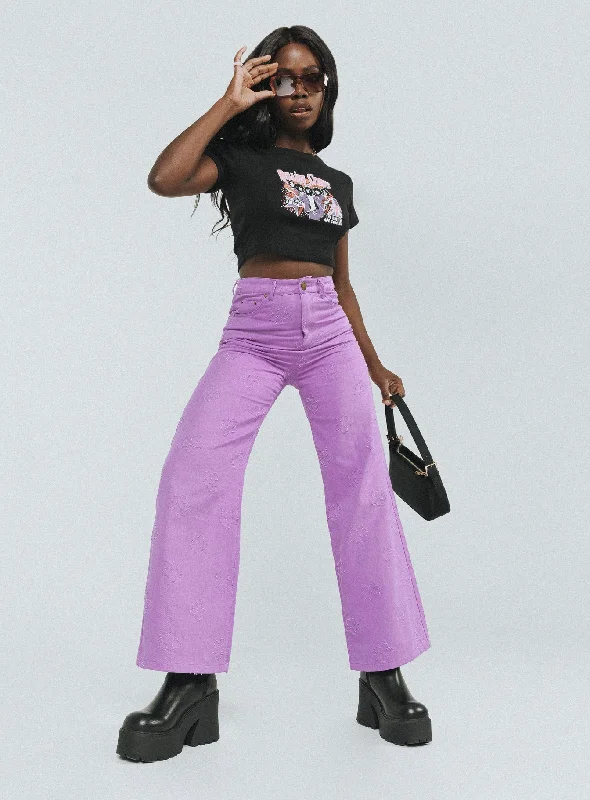 Demitra Wide Leg Jeans Purple