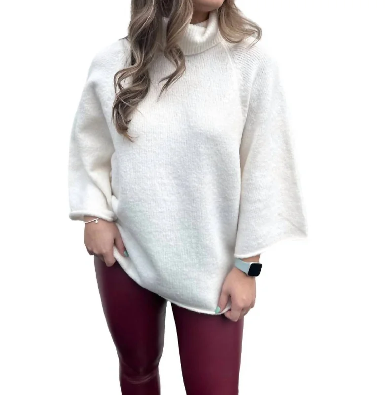 Dolman Turtleneck Sweater In Ivory