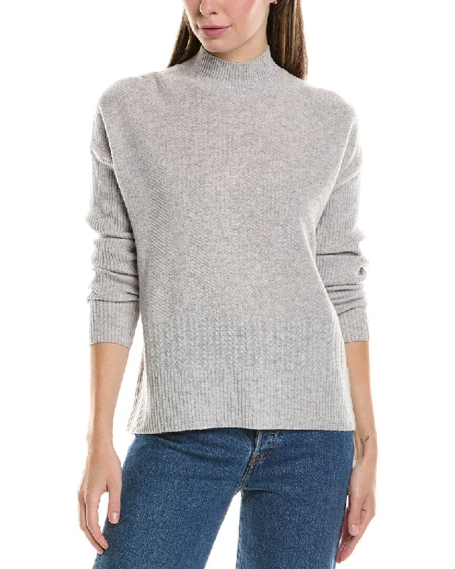 InCashmere Textured Stripe Cashmere Sweater