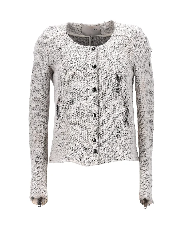 IRO Distressed Jacket in Grey Cotton