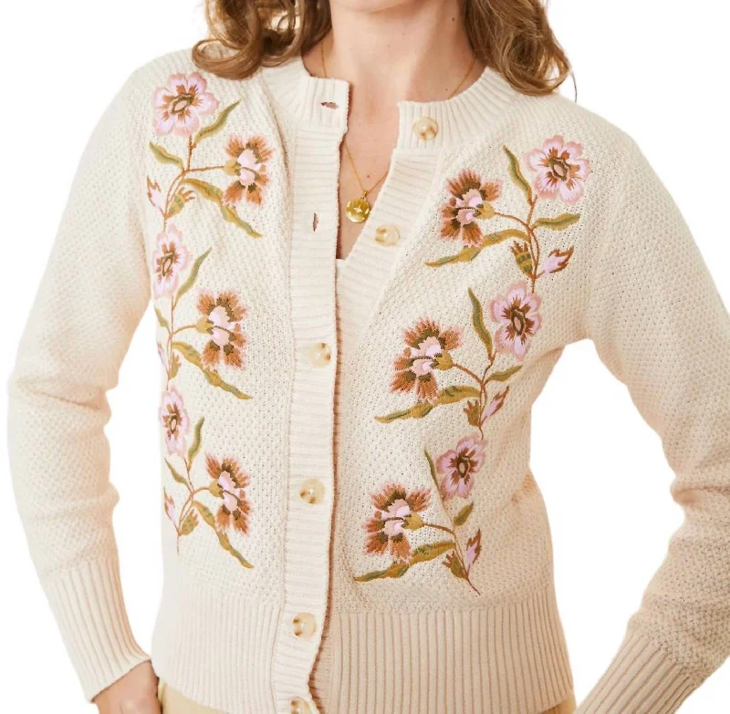 Jayme Embroidered Cardigan In Calm Waters