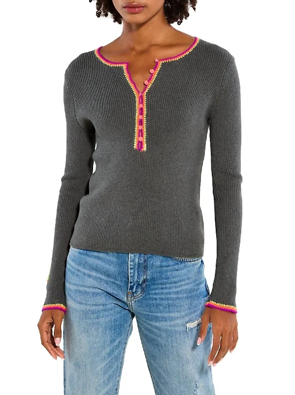 Patch Match Sweater In Shale