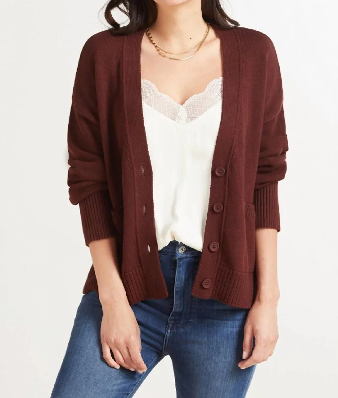 Relaxed Pocket Cardigan In Brown