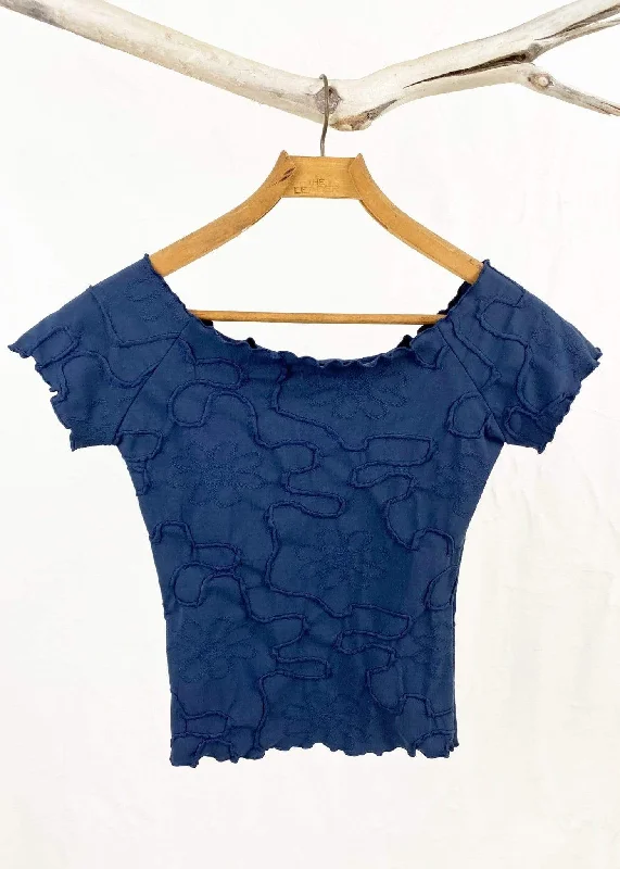 Navy Blue Conduit Brazilian Textured Ballet Top