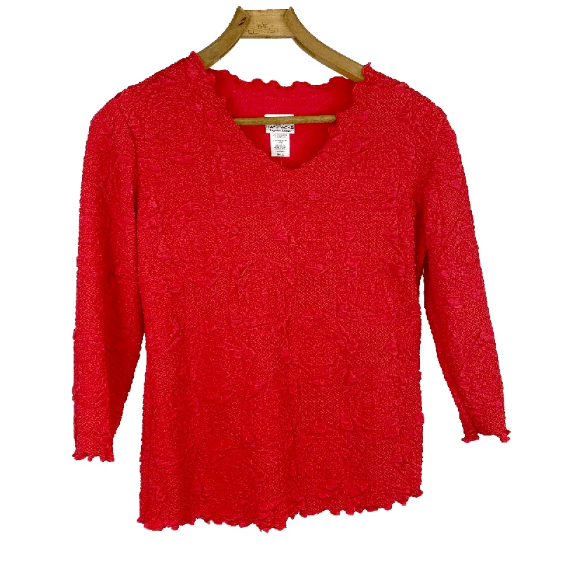 Rococco Red Lyrac Jacquard Knit Surreal Top