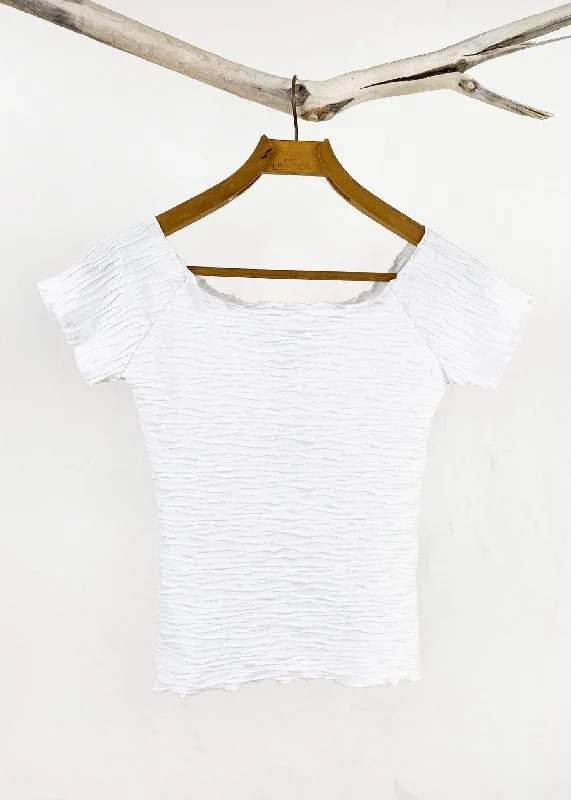 White Crinkle Brazilian Textured Ballet Top