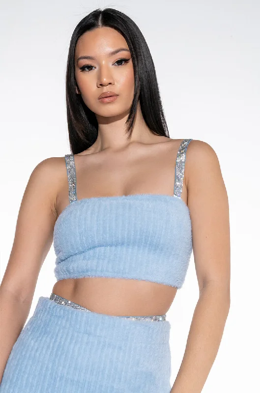 GET A CLUE RHINESTONE CROP TOP