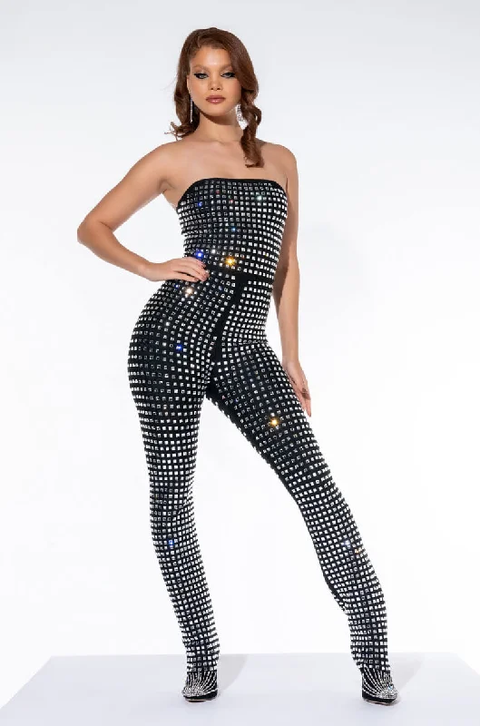 LATE NIGHT LOOKS RHINESTONE JUMPSUIT