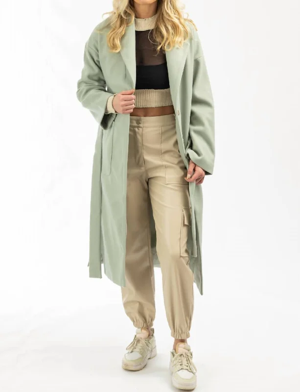 Oversize Belted Trench Coat In Mint