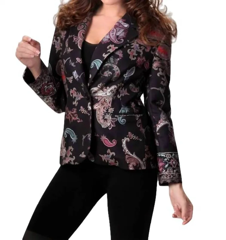 Paisley Blazer In Black Multi