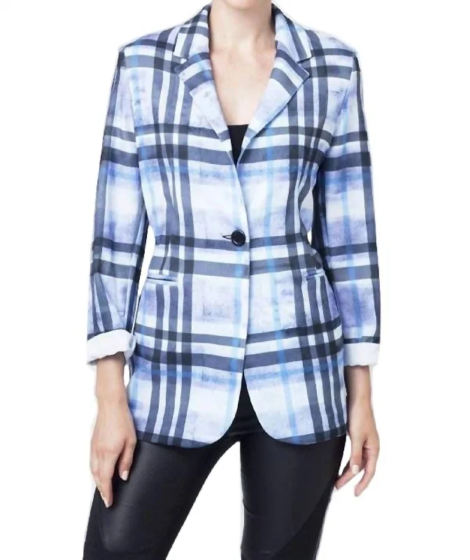 Plaid Blazer In Lavender Multi