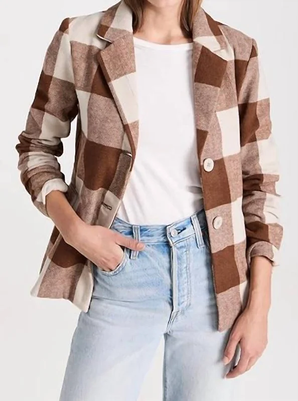 Ricki Plaid Blazer In Cognac Plaid