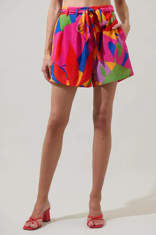 Soleil Abstract Wave High Waisted Shorts