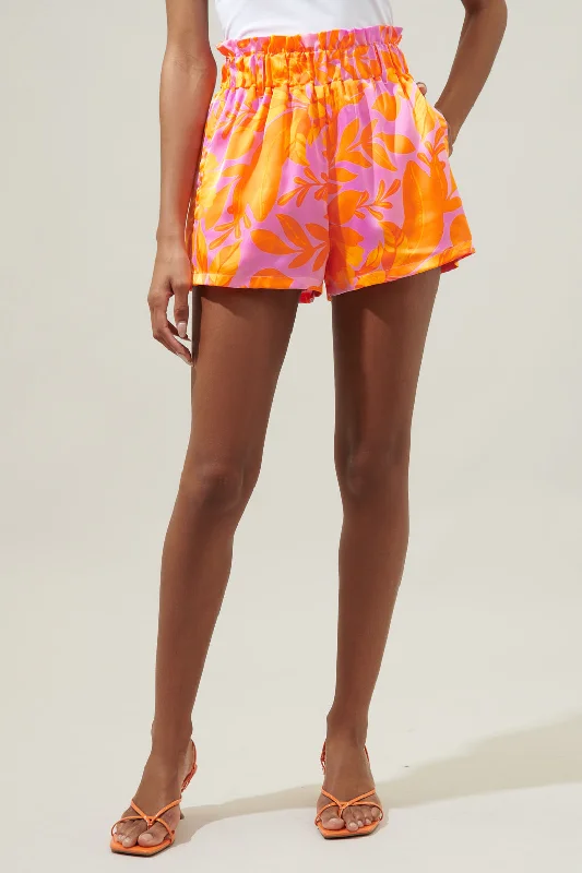 Tropicanna Satin Paper Bag Shorts