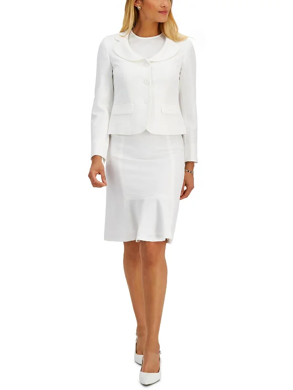 Womens Crepe Three Button Skirt Suit