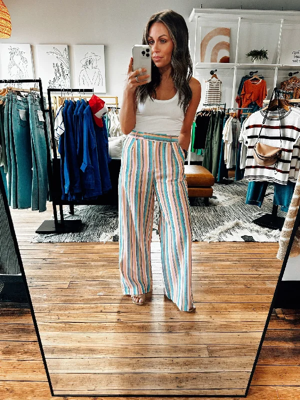 Beachfront Pink & Blue Palazzo Pants